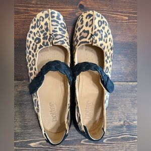 Hotter Shake Mary Jane Womens Shoes Leopard Print Leather Flats Size 7US